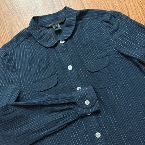Marc Jacobs vertically metallic striped pattern button down collared shirt 8